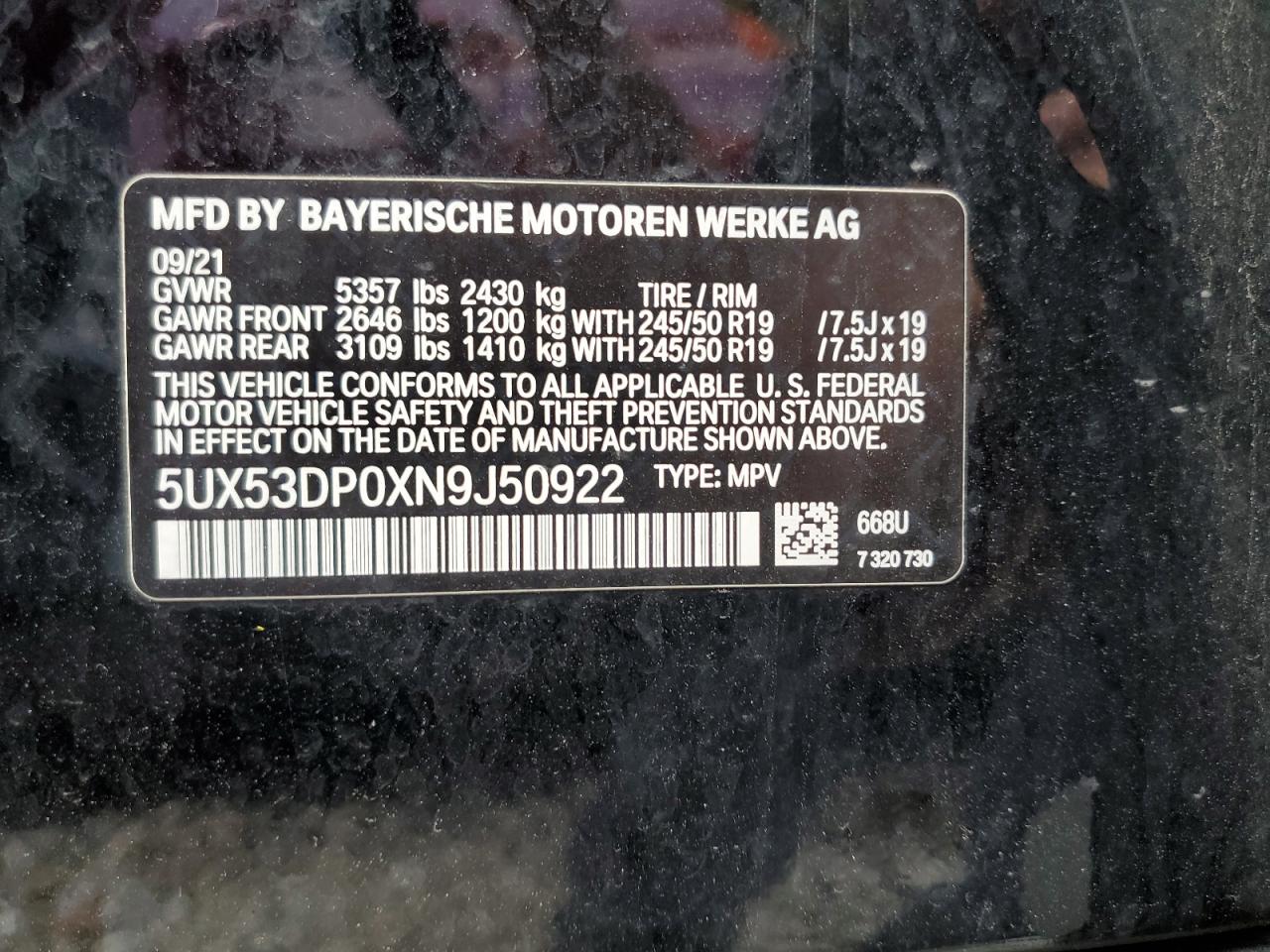 Lot #2821003189 2022 BMW X3 XDRIVE3