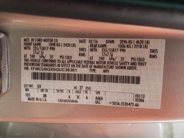 2016 FORD ESCAPE SE - 1FMCU0GX0GUC36361