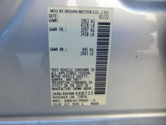 2022 NISSAN ALTIMA SV - 1N4BL4DV4NN348722