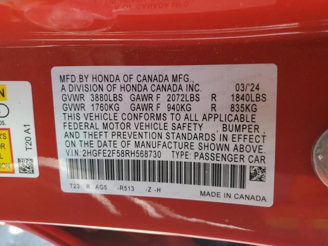 2024 HONDA CIVIC SPOR - 2HGFE2F58RH568730
