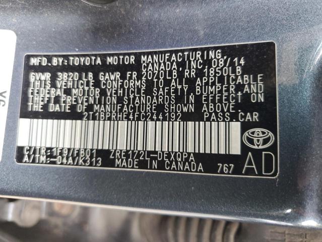 VIN 2T1BPRHE4FC244192 2015 Toyota Corolla, Eco no.12