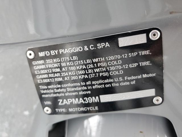 2020 VESPA SCOOTER ZAPMA39M6L5200585