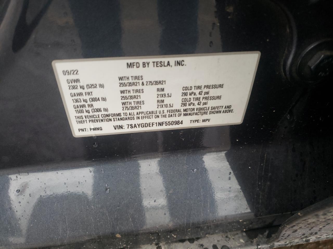 Lot #2928626714 2022 TESLA MODEL Y