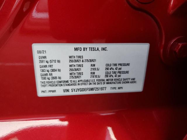 2021 TESLA MODEL Y - 5YJYGDEF5MF251977