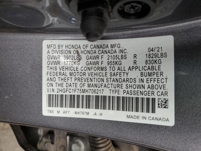 2021 HONDA CIVIC EXL - 2HGFC1F75MH706217