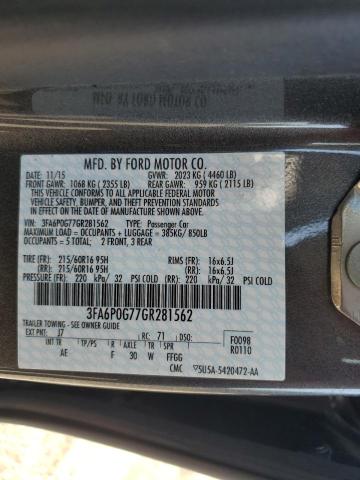 VIN 3FA6P0G77GR281562 2016 Ford Fusion, S no.12