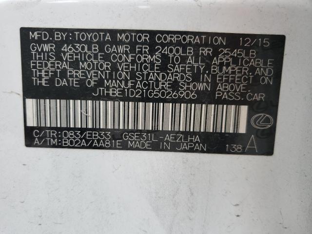 2016 LEXUS IS 350 - JTHBE1D21G5026906