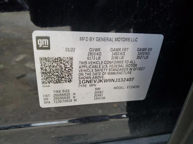 VIN 1GNEVJKW9NJ132407 2022 Chevrolet Traverse, RS no.12