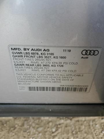2019 AUDI E-TRON PRE - WA1VAAGEXKB024303