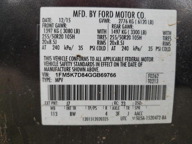 2016 FORD EXPLORER X - 1FM5K7D84GGB69766