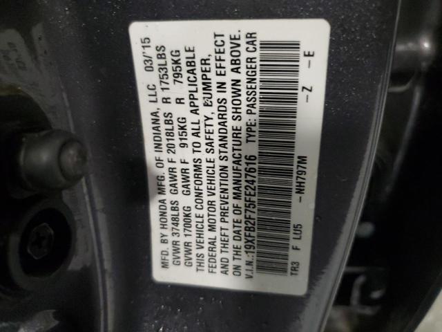 2015 HONDA CIVIC SE - 19XFB2F75FE247616