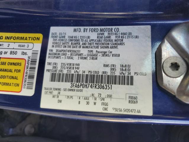 VIN 3FA6P0H74FR306351 2015 Ford Fusion, SE no.13