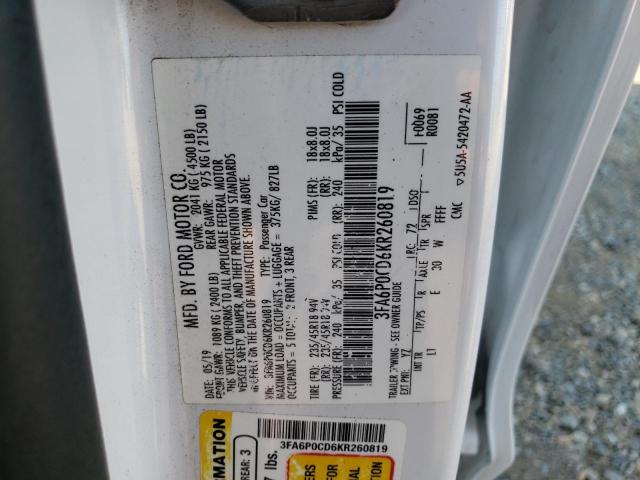 2019 FORD FUSION SEL - 3FA6P0CD6KR260819
