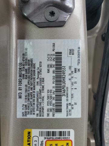 VIN 3FA6P0LU0HR249551 2017 Ford Fusion, Se Hybrid no.12