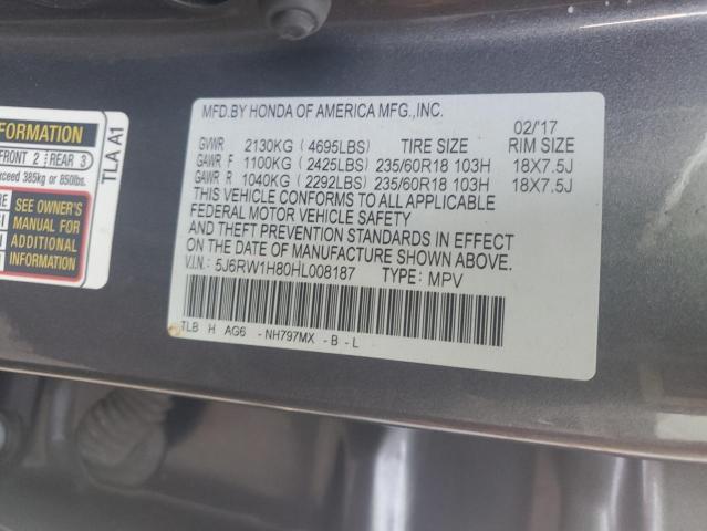 2017 HONDA CR-V EXL - 5J6RW1H80HL008187