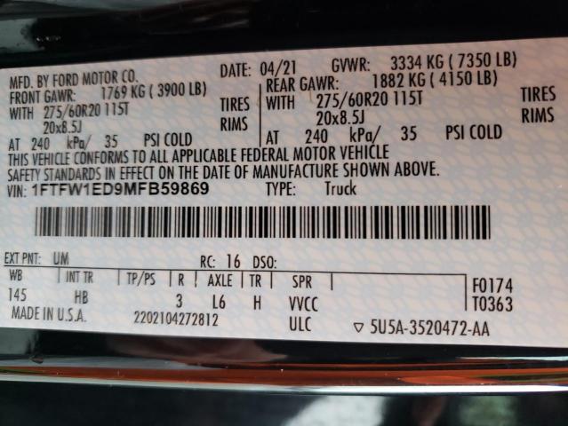 2021 FORD F150 SUPER - 1FTFW1ED9MFB59869