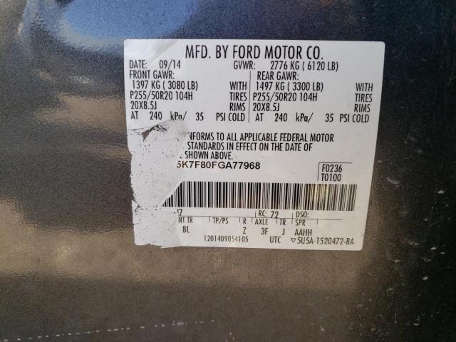 2015 FORD EXPLORER L - 1FM5K7F80FGA77968