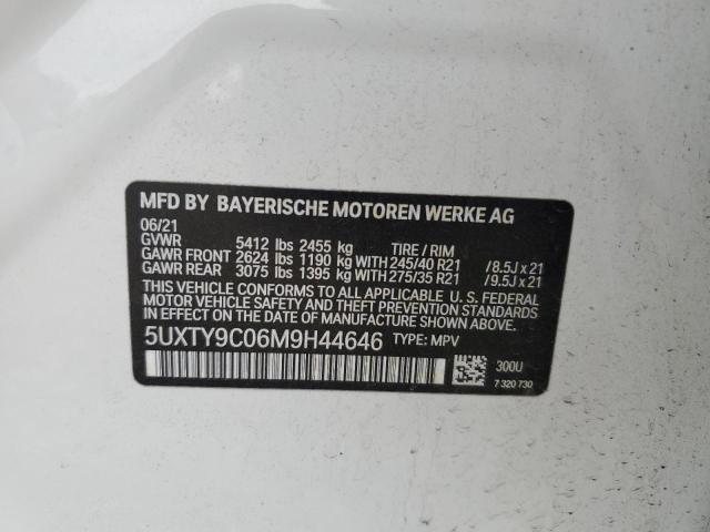 VIN 5UXTY9C06M9H44646 2021 BMW X3, Xdrivem40I no.13