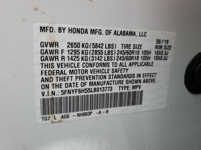 VIN 5FNYF6H55LB013773 2020 Honda Pilot, Exl no.13