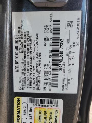 VIN 3FA6P0LU6JR172352 2018 Ford Fusion, Se Hybrid no.12