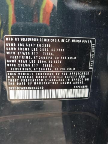 2018 VOLKSWAGEN TIGUAN S - 3VV1B7AX9JM043240