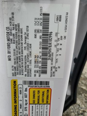 VIN 3FA6P0H78JR182996 2018 Ford Fusion, SE no.12