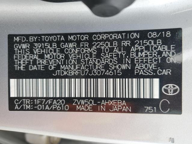 VIN JTDKBRFU7J3074615 2018 Toyota Prius no.13