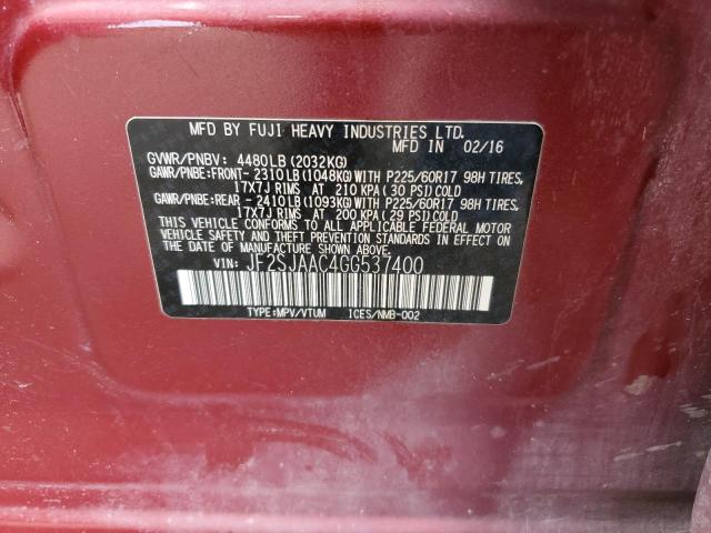 2016 SUBARU FORESTER 2 - JF2SJAAC4GG537400