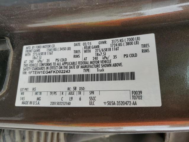 2015 FORD F150 SUPER - 1FTEW1EG4FKD02243
