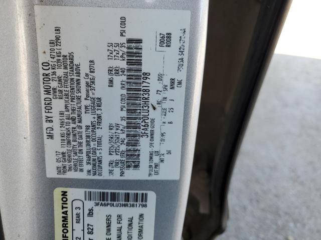 2017 FORD FUSION SE - 3FA6P0LU3HR381798