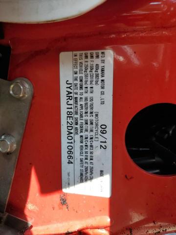 2013 YAMAHA FZ6 R JYARJ18E2DA010664