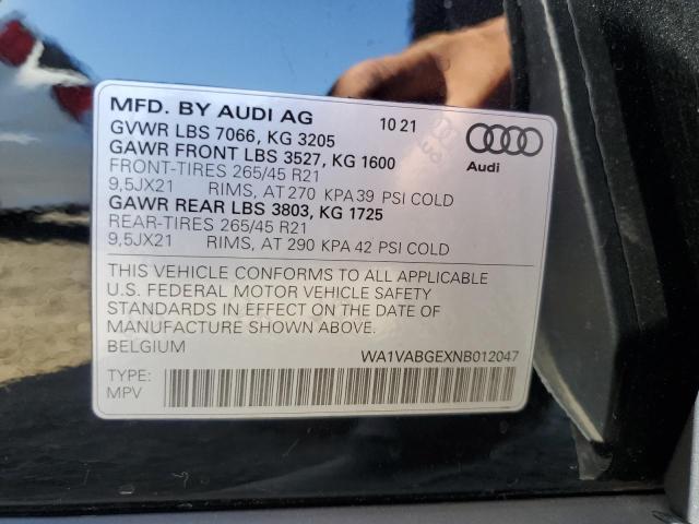 2022 AUDI E-TRON CHR WA1VABGEXNB012047