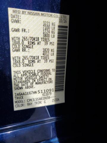 2017 NISSAN TITAN SV - 1N6AA1E67HN511091