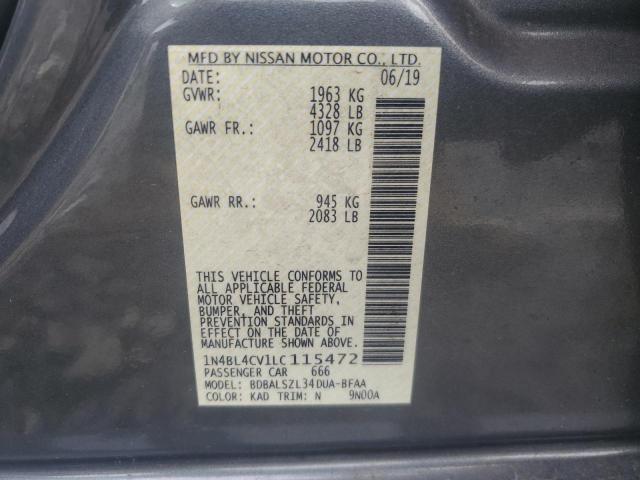 2020 NISSAN ALTIMA SR - 1N4BL4CV1LC115472