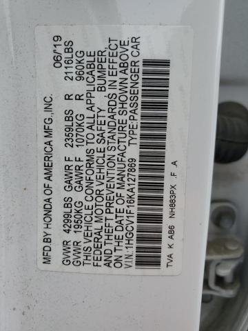 VIN 1HGCV1F16KA127869 2019 HONDA ACCORD no.12