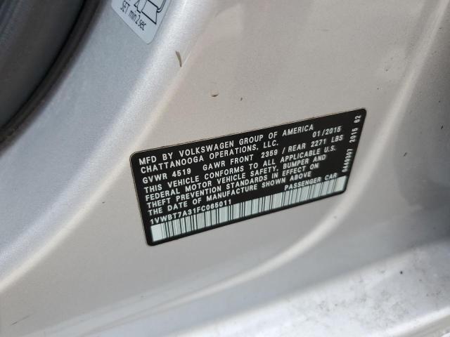 2015 VOLKSWAGEN PASSAT SE - 1VWBT7A31FC065011