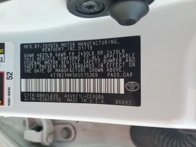 VIN 4T1B21HK5KU515369 2019 Toyota Camry, Hybrid no.13