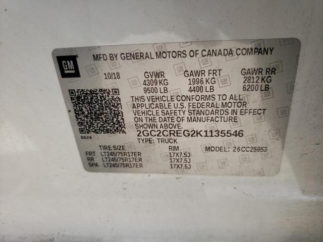 2019 CHEVROLET SILVERADO - 2GC2CREG2K1135546