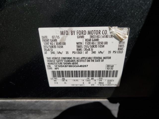 2016 FORD EXPLORER L - 1FM5K8F88GGA48287