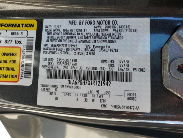 VIN 3FA6P0H7XJR121942 2018 Ford Fusion, SE no.12