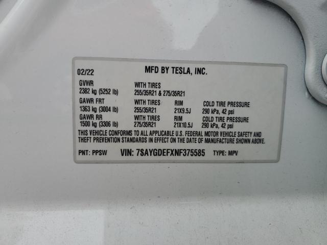 2022 TESLA MODEL Y - 7SAYGDEFXNF375585