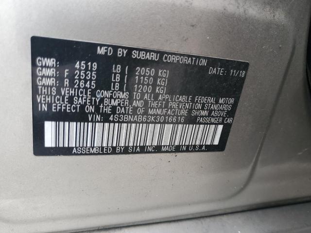 VIN 4S3BNAB63K3016616 2019 Subaru Legacy, 2.5I no.13