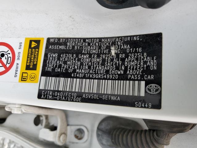 2016 TOYOTA CAMRY LE - 4T4BF1FK9GR549920