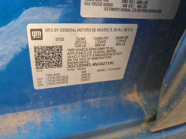 2022 CHEVROLET SILVERADO - 3GCUDHEL4NG627181