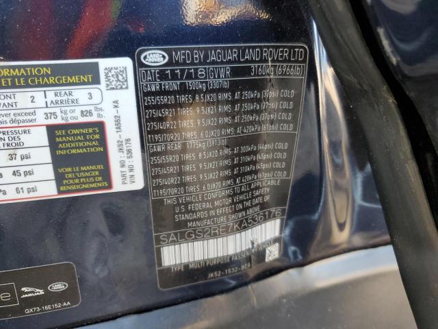 2019 LAND ROVER RANGE ROVE - SALGS2RE7KA536176