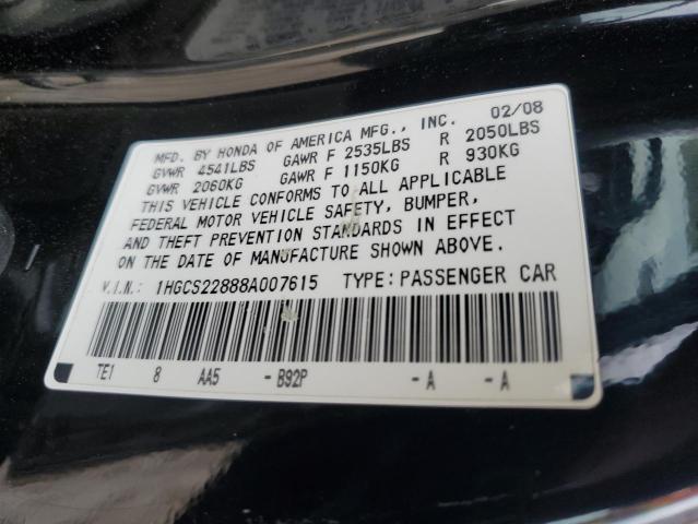 2008 HONDA ACCORD EXL 1HGCS22888A007615  70321244