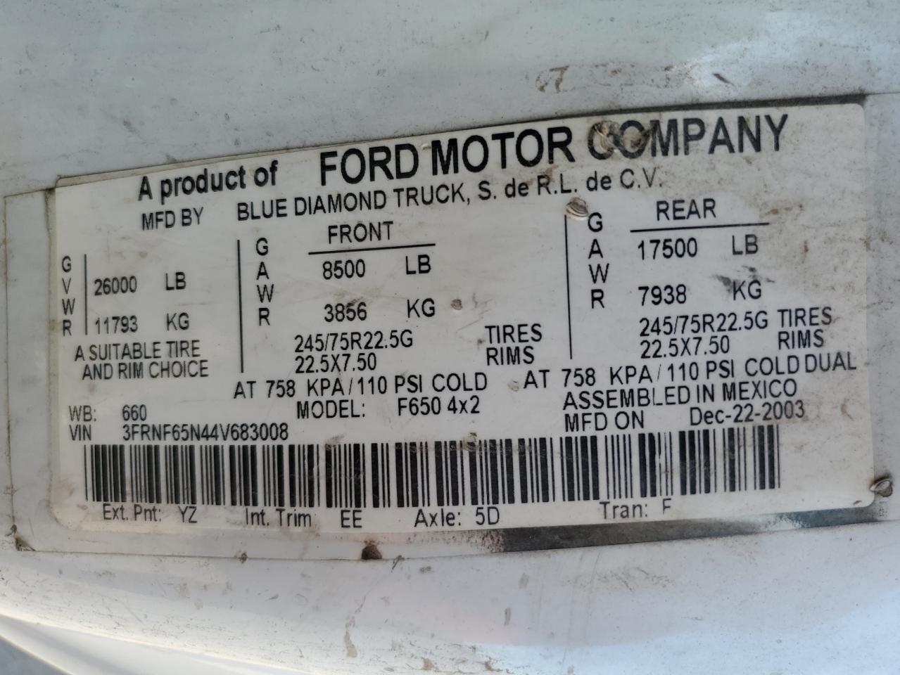 Lot #2859811169 2004 FORD F650 SUPER