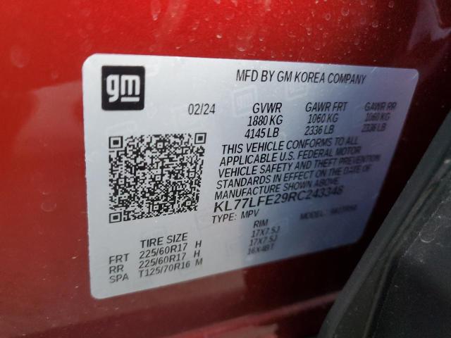 VIN KL77LFE29RC243348 2024 Chevrolet Trax, LS no.13