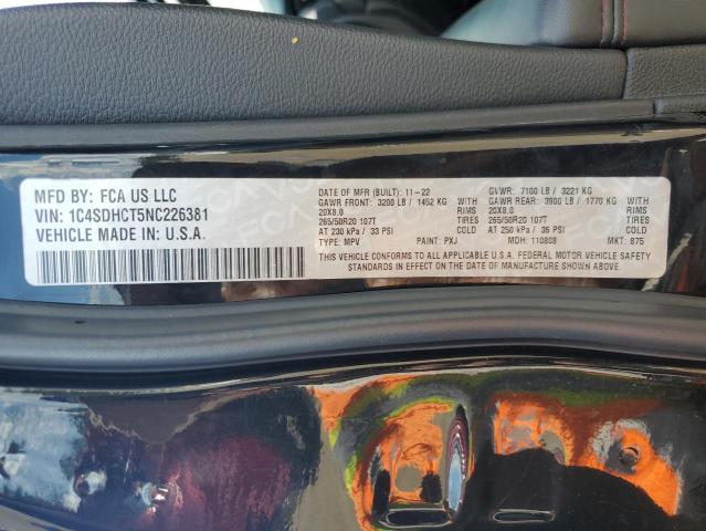 2022 DODGE DURANGO R/ - 1C4SDHCT5NC226381