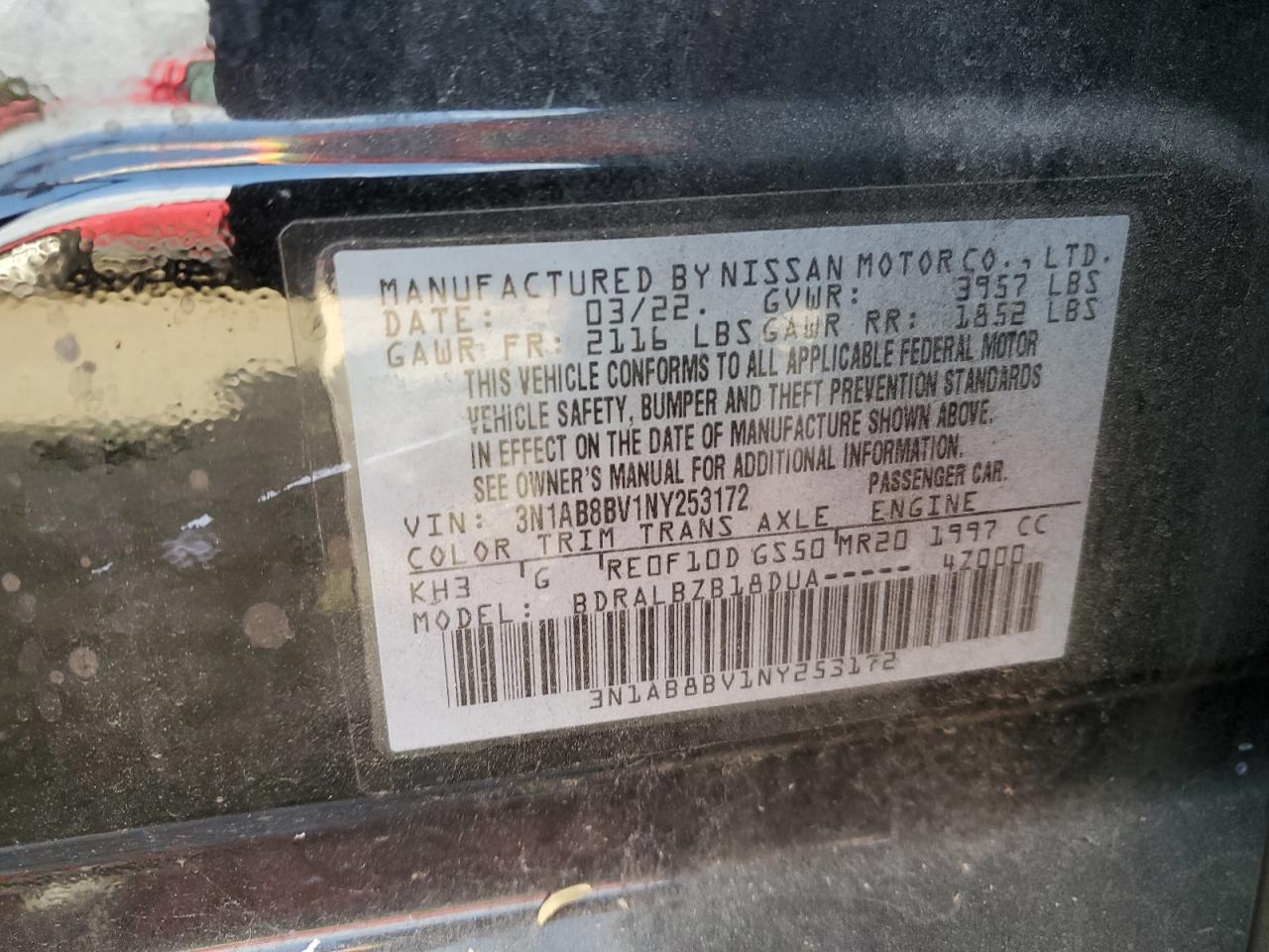 Lot #2926059765 2022 NISSAN SENTRA S